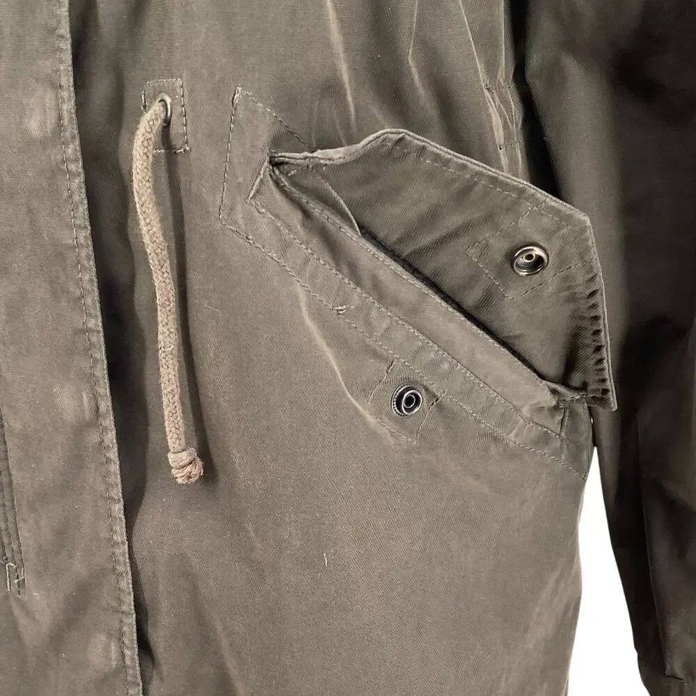RW Co Longline Duck Canvas Chore Utility‎ Jacket S Green No Lining Drawstring